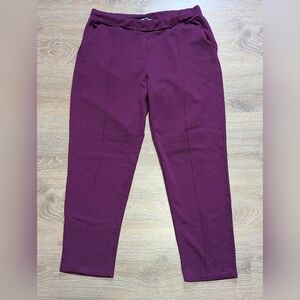 Classic Editions Tapered Leg Purple Pull On Pants Stretchy Comfy Casual